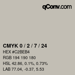カラーコード: CMYK 0 / 2 / 7 / 24 | qconv.com