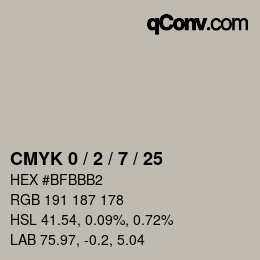 颜色代码: CMYK 0 / 2 / 7 / 25 | qconv.com
