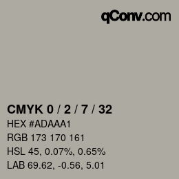 カラーコード: CMYK 0 / 2 / 7 / 32 | qconv.com