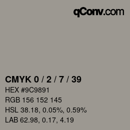 カラーコード: CMYK 0 / 2 / 7 / 39 | qconv.com
