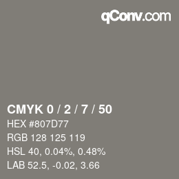 颜色代码: CMYK 0 / 2 / 7 / 50 | qconv.com