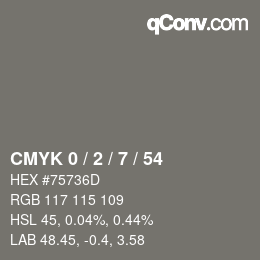 Color code: CMYK 0 / 2 / 7 / 54 | qconv.com