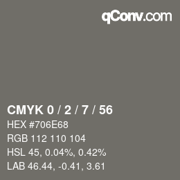 Color code: CMYK 0 / 2 / 7 / 56 | qconv.com
