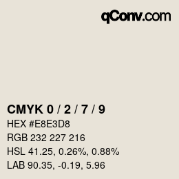 颜色代码: CMYK 0 / 2 / 7 / 9 | qconv.com