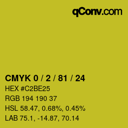 カラーコード: CMYK 0 / 2 / 81 / 24 | qconv.com