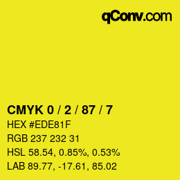 Color code: CMYK 0 / 2 / 87 / 7 | qconv.com