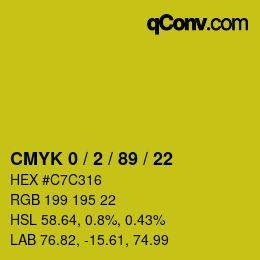 Farbcode: CMYK 0 / 2 / 89 / 22 | qconv.com