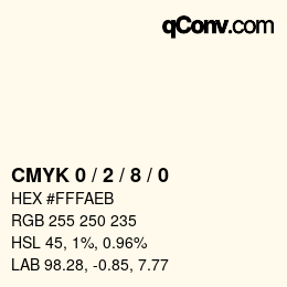 Code couleur: CMYK 0 / 2 / 8 / 0 | qconv.com