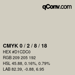 颜色代码: CMYK 0 / 2 / 8 / 18 | qconv.com