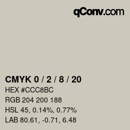 カラーコード: CMYK 0 / 2 / 8 / 20 | qconv.com