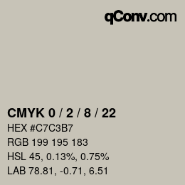 カラーコード: CMYK 0 / 2 / 8 / 22 | qconv.com