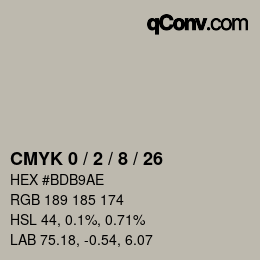 カラーコード: CMYK 0 / 2 / 8 / 26 | qconv.com
