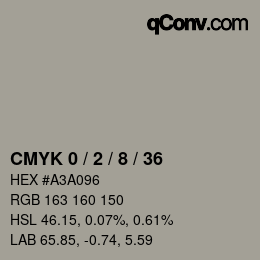 カラーコード: CMYK 0 / 2 / 8 / 36 | qconv.com