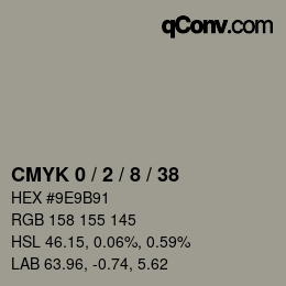カラーコード: CMYK 0 / 2 / 8 / 38 | qconv.com