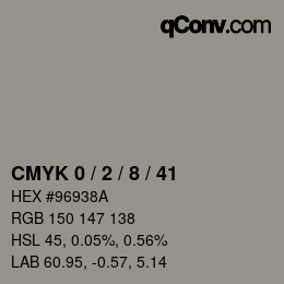 カラーコード: CMYK 0 / 2 / 8 / 41 | qconv.com