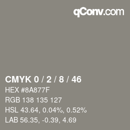 颜色代码: CMYK 0 / 2 / 8 / 46 | qconv.com