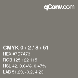 Color code: CMYK 0 / 2 / 8 / 51 | qconv.com