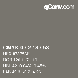 颜色代码: CMYK 0 / 2 / 8 / 53 | qconv.com