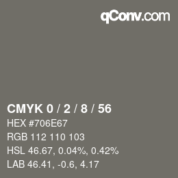 颜色代码: CMYK 0 / 2 / 8 / 56 | qconv.com