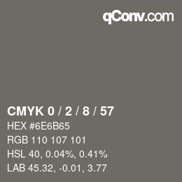 カラーコード: CMYK 0 / 2 / 8 / 57 | qconv.com