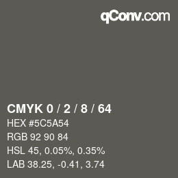 Color code: CMYK 0 / 2 / 8 / 64 | qconv.com