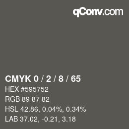 カラーコード: CMYK 0 / 2 / 8 / 65 | qconv.com