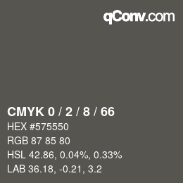 颜色代码: CMYK 0 / 2 / 8 / 66 | qconv.com
