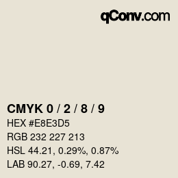 颜色代码: CMYK 0 / 2 / 8 / 9 | qconv.com