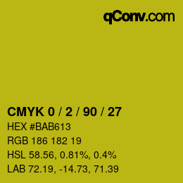 カラーコード: CMYK 0 / 2 / 90 / 27 | qconv.com