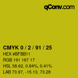 Color code: CMYK 0 / 2 / 91 / 25 | qconv.com