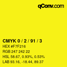 Color code: CMYK 0 / 2 / 91 / 3 | qconv.com