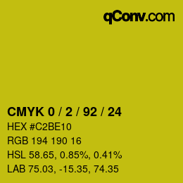 Color code: CMYK 0 / 2 / 92 / 24 | qconv.com