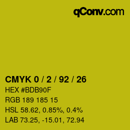 カラーコード: CMYK 0 / 2 / 92 / 26 | qconv.com
