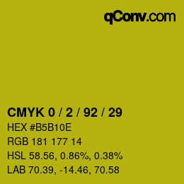 カラーコード: CMYK 0 / 2 / 92 / 29 | qconv.com