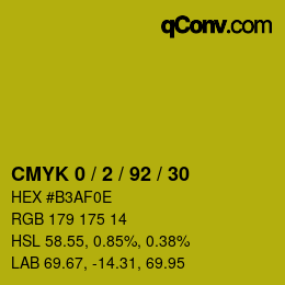 カラーコード: CMYK 0 / 2 / 92 / 30 | qconv.com