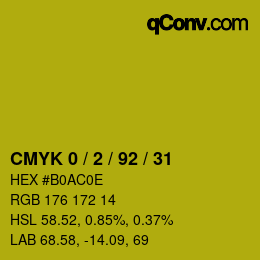 Farbcode: CMYK 0 / 2 / 92 / 31 | qconv.com