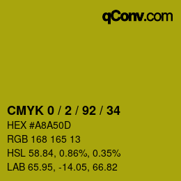 Farbcode: CMYK 0 / 2 / 92 / 34 | qconv.com