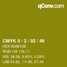 カラーコード: CMYK 0 / 2 / 92 / 46 | qconv.com