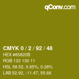 カラーコード: CMYK 0 / 2 / 92 / 48 | qconv.com