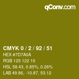 カラーコード: CMYK 0 / 2 / 92 / 51 | qconv.com