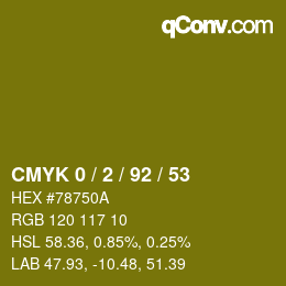 カラーコード: CMYK 0 / 2 / 92 / 53 | qconv.com