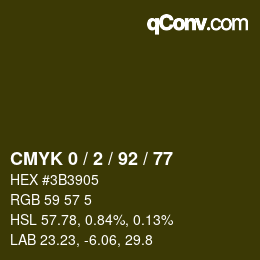 Farbcode: CMYK 0 / 2 / 92 / 77 | qconv.com