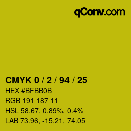 Color code: CMYK 0 / 2 / 94 / 25 | qconv.com