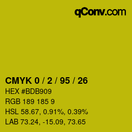 Color code: CMYK 0 / 2 / 95 / 26 | qconv.com