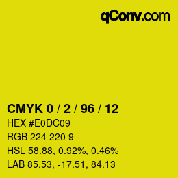 Color code: CMYK 0 / 2 / 96 / 12 | qconv.com