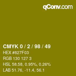 颜色代码: CMYK 0 / 2 / 98 / 49 | qconv.com