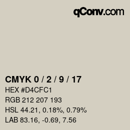 カラーコード: CMYK 0 / 2 / 9 / 17 | qconv.com