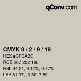 Color code: CMYK 0 / 2 / 9 / 19 | qconv.com