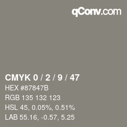 Color code: CMYK 0 / 2 / 9 / 47 | qconv.com