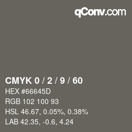 カラーコード: CMYK 0 / 2 / 9 / 60 | qconv.com
